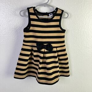 Janie and Jack Stripe Dress Size 12-18m Tan Black